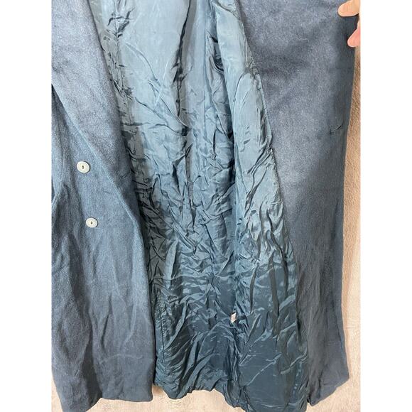 VTG John Weitz Size 12 Aqua Teal Blue Wool Button Over Pea Coat Double Breasted - Picture 6 of 13